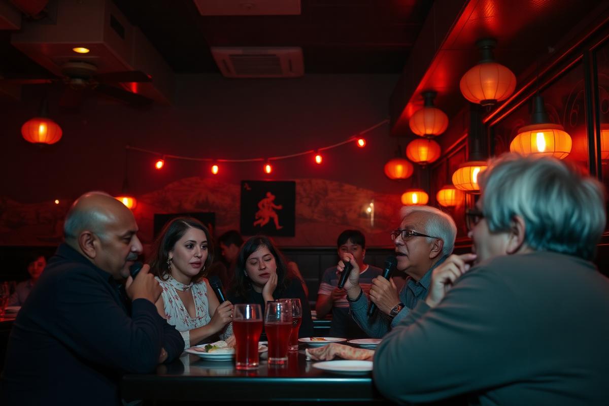 Guests singing videoke at Sweet Pepper Restaurant in Dubai